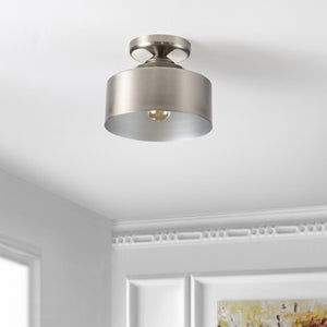 Safavieh FENTON, 10-Inch Nickel Iron Flush Mount Light - Elegant Ceiling Fixture for Modern & Classic Spaces FLU4086A