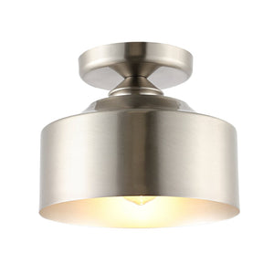Safavieh FENTON, 10-Inch Nickel Iron Flush Mount Light - Elegant Ceiling Fixture for Modern & Classic Spaces FLU4086A