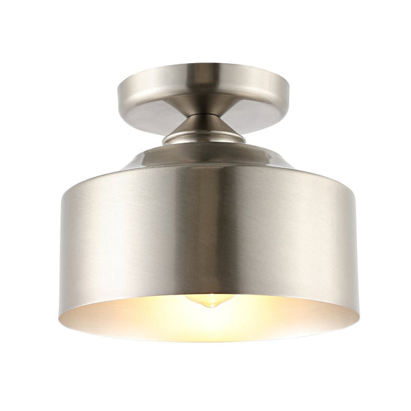 Safavieh FENTON, 10-Inch Nickel Iron Flush Mount Light - Elegant Ceiling Fixture for Modern & Classic Spaces FLU4086A