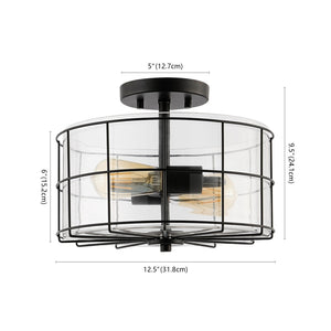 Safavieh HANNES, 2-Light Flush Mount Fixture - Elegant Metal Design for Ambient Illumination in Any Space Matte Black FLU4087A