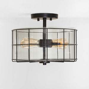 Safavieh HANNES, 2-Light Flush Mount Fixture - Elegant Metal Design for Ambient Illumination in Any Space Matte Black FLU4087A
