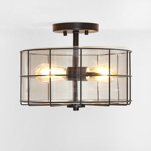 Safavieh HANNES, 2-Light Flush Mount Fixture - Elegant Metal Design for Ambient Illumination in Any Space Matte Black FLU4087A
