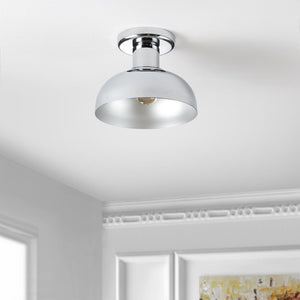 Safavieh HELM, Elegant 10-Inch Flush Mount Light Fixture for Timeless Home Decor and Ambient Illumination Chrome FLU4088A