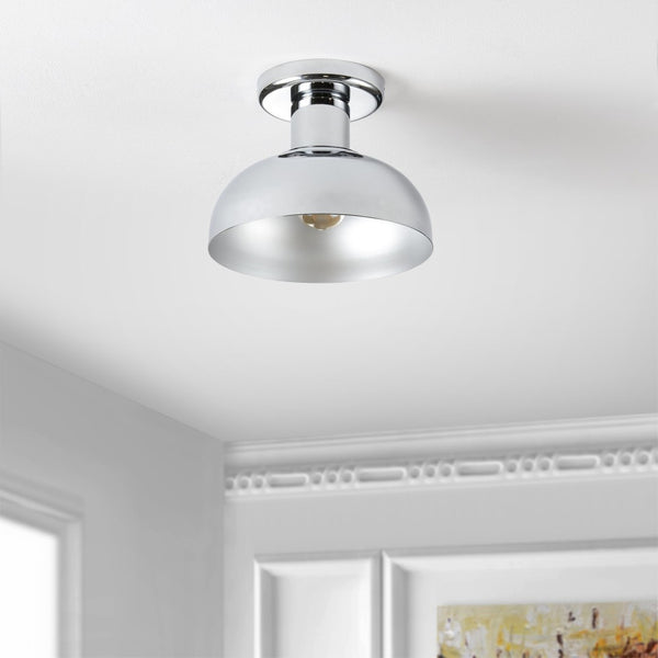 Safavieh HELM, Elegant 10-Inch Flush Mount Light Fixture for Timeless Home Decor and Ambient Illumination Chrome FLU4088A