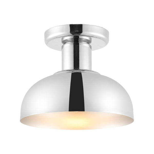 Safavieh HELM, Elegant 10-Inch Flush Mount Light Fixture for Timeless Home Decor and Ambient Illumination Chrome FLU4088A
