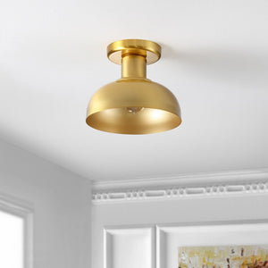 Safavieh HELM, Elegant 10-Inch Flush Mount Light Fixture for Timeless Home Decor and Ambient Illumination Brass FLU4088B