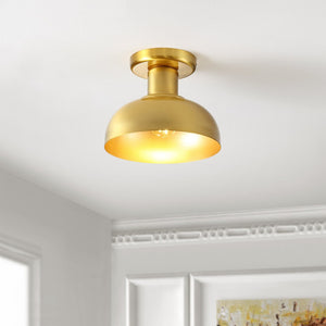 Safavieh HELM, Elegant 10-Inch Flush Mount Light Fixture for Timeless Home Decor and Ambient Illumination Brass FLU4088B