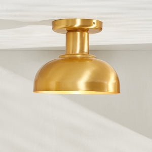 Safavieh HELM, Elegant 10-Inch Flush Mount Light Fixture for Timeless Home Decor and Ambient Illumination Brass FLU4088B