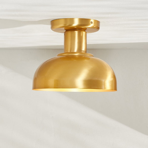 Safavieh HELM, Elegant 10-Inch Flush Mount Light Fixture for Timeless Home Decor and Ambient Illumination Brass FLU4088B