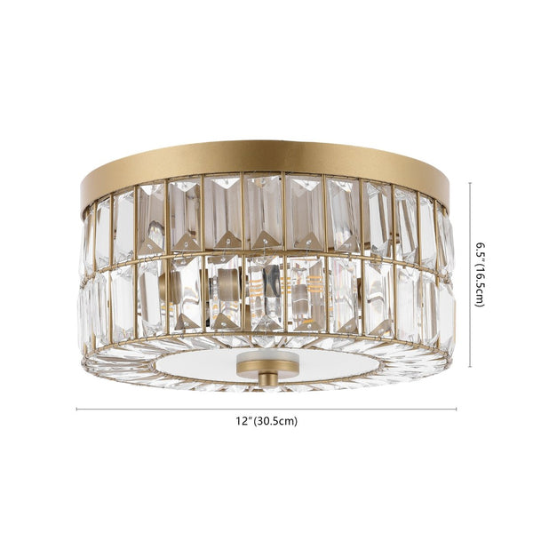 Safavieh PARDA, Elegant 3-Light Brass and Iron Flush Mount with Crystal Accents for Modern or Classic Spaces FLU4090A