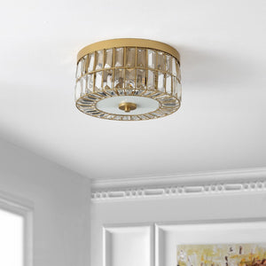 Safavieh PARDA, Elegant 3-Light Brass and Iron Flush Mount with Crystal Accents for Modern or Classic Spaces FLU4090A