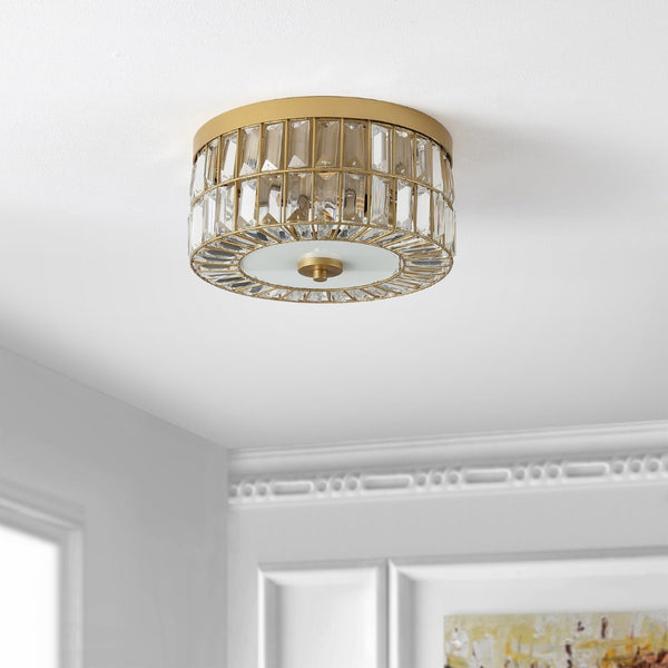Safavieh PARDA, Elegant 3-Light Brass and Iron Flush Mount with Crystal Accents for Modern or Classic Spaces FLU4090A