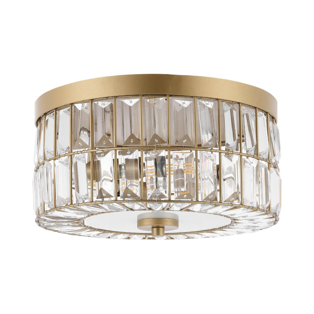Safavieh PARDA, Elegant 3-Light Brass and Iron Flush Mount with Crystal Accents for Modern or Classic Spaces FLU4090A