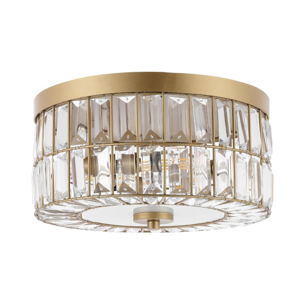 Safavieh PARDA, Elegant 3-Light Brass and Iron Flush Mount with Crystal Accents for Modern or Classic Spaces FLU4090A