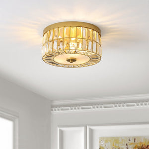 Safavieh PARDA, Elegant 3-Light Brass and Iron Flush Mount with Crystal Accents for Modern or Classic Spaces FLU4090A