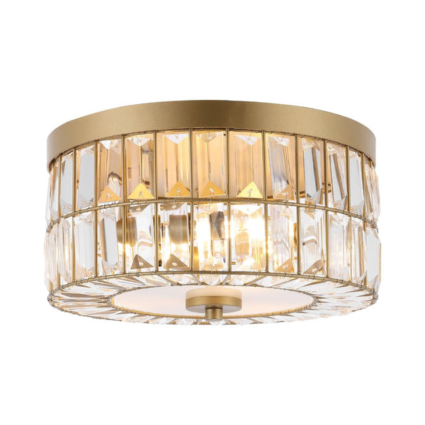 Safavieh PARDA, Elegant 3-Light Brass and Iron Flush Mount with Crystal Accents for Modern or Classic Spaces FLU4090A