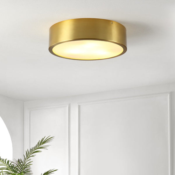 Safavieh REDA, 3-Light Flush Mount Fixture - 15-Inch Brass Iron Design for Modern and Transitional Spaces FLU4092A