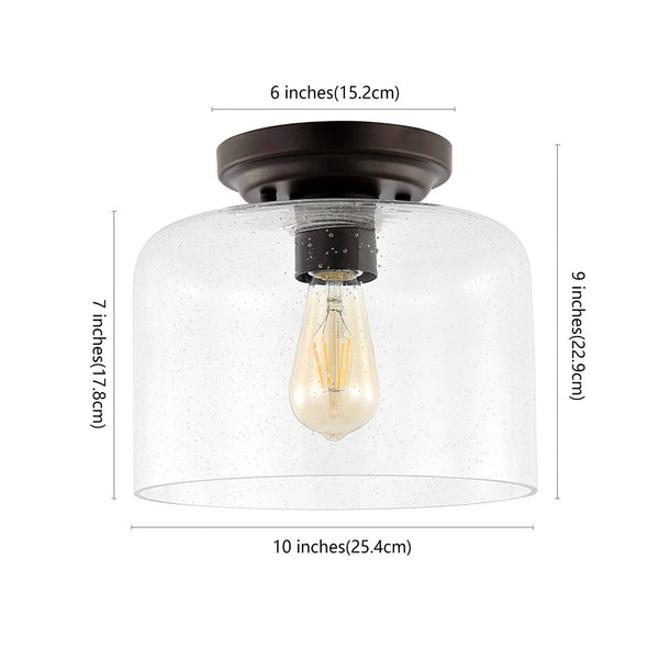 Safavieh RIANNE, 10-Inch Matte Black Flush Mount Light Fixture for Modern and Minimalist Spaces, Durable Design FLU4093A