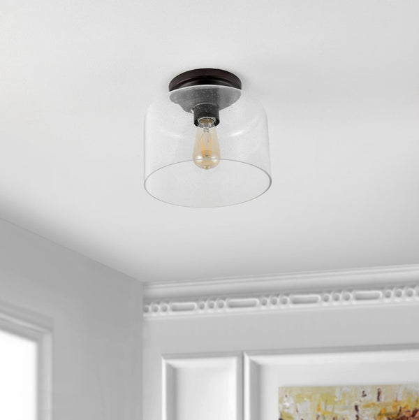 Safavieh RIANNE, 10-Inch Matte Black Flush Mount Light Fixture for Modern and Minimalist Spaces, Durable Design FLU4093A