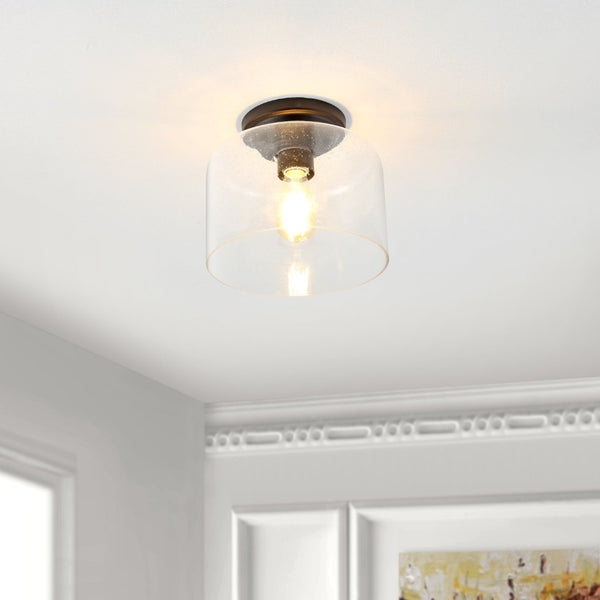 Safavieh RIANNE, 10-Inch Matte Black Flush Mount Light Fixture for Modern and Minimalist Spaces, Durable Design FLU4093A