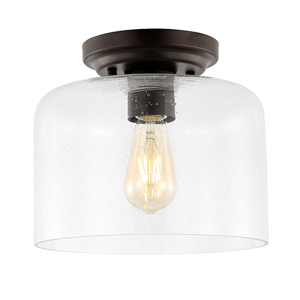 Safavieh RIANNE, 10-Inch Matte Black Flush Mount Light Fixture for Modern and Minimalist Spaces, Durable Design FLU4093A