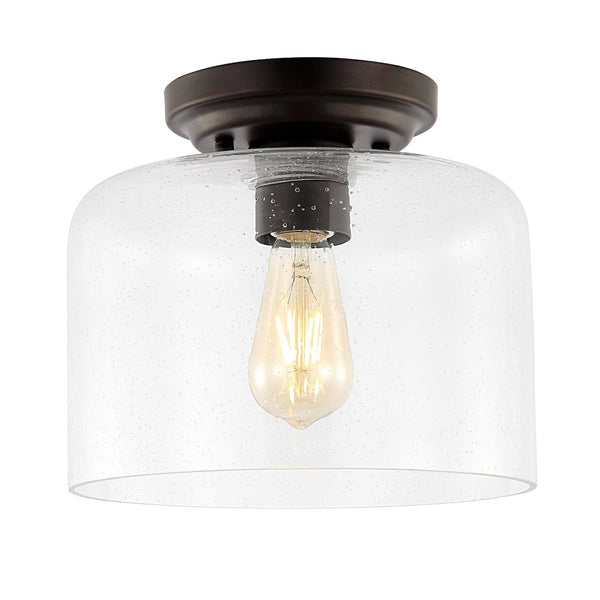 Safavieh RIANNE, 10-Inch Matte Black Flush Mount Light Fixture for Modern and Minimalist Spaces, Durable Design FLU4093A