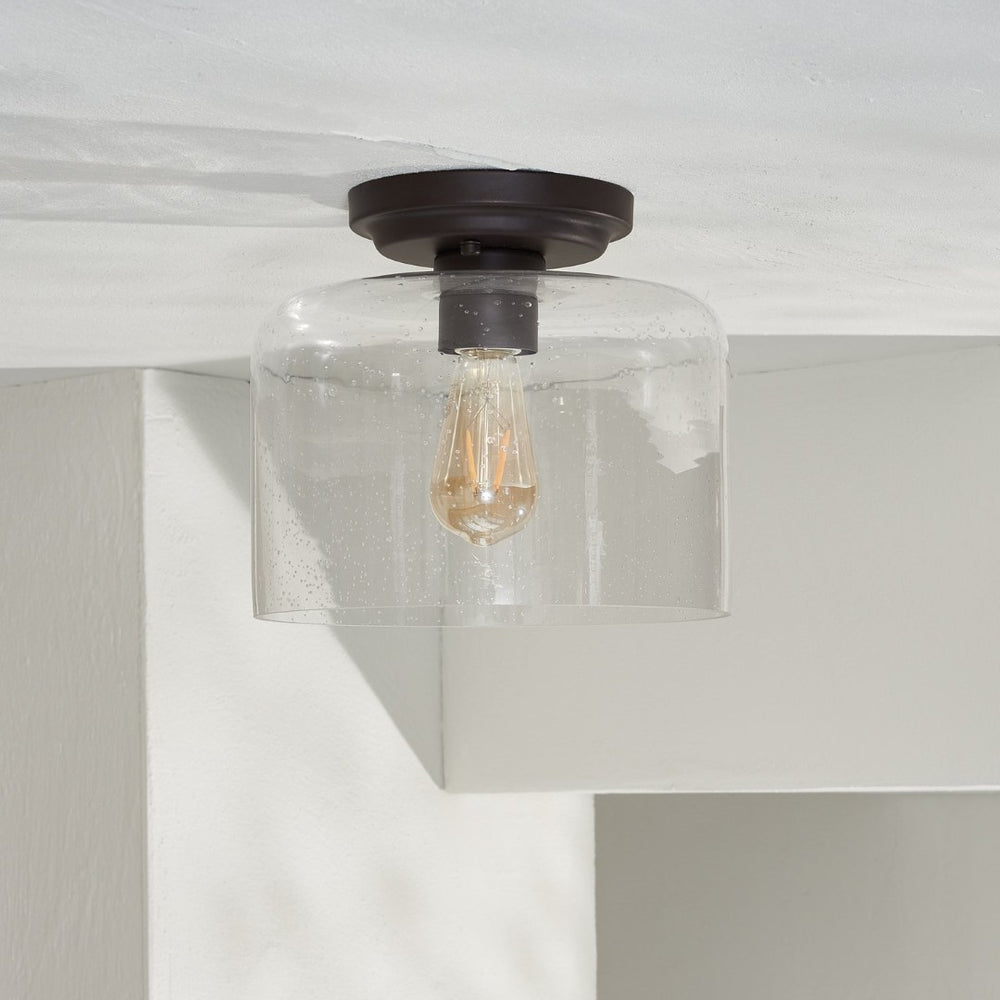 Safavieh RIANNE, 10-Inch Matte Black Flush Mount Light Fixture for Modern and Minimalist Spaces, Durable Design FLU4093A