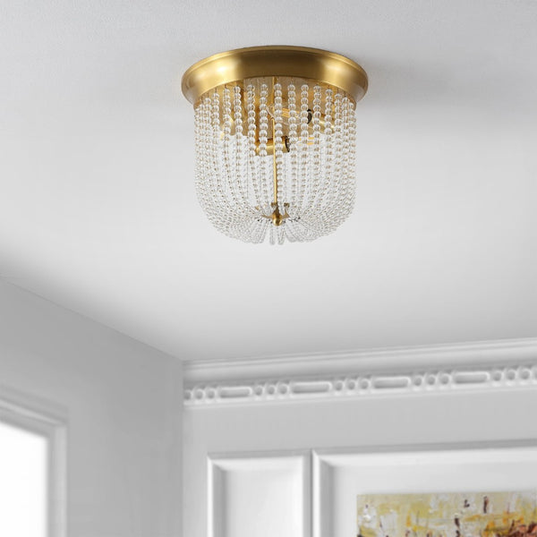 Safavieh SARELLA, Elegant 3-Light Flush Mount in Gold Finish, Perfect for Home Entryways & Bedrooms FLU4094A