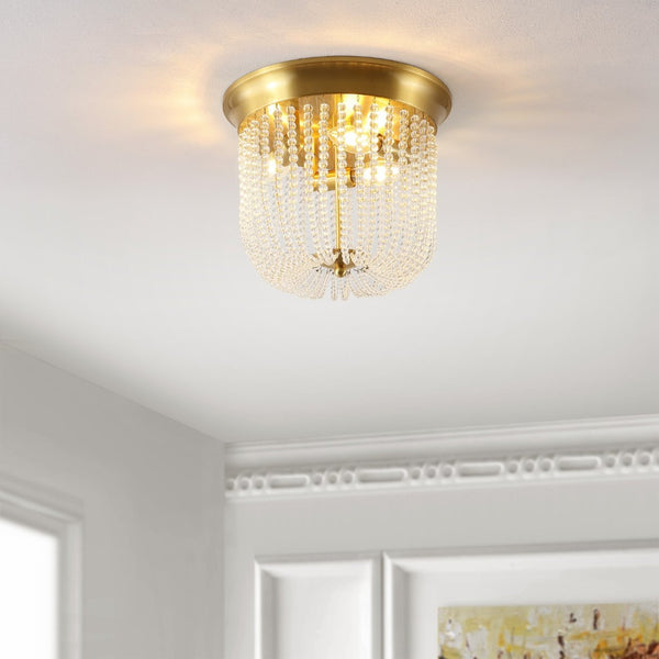 Safavieh SARELLA, Elegant 3-Light Flush Mount in Gold Finish, Perfect for Home Entryways & Bedrooms FLU4094A