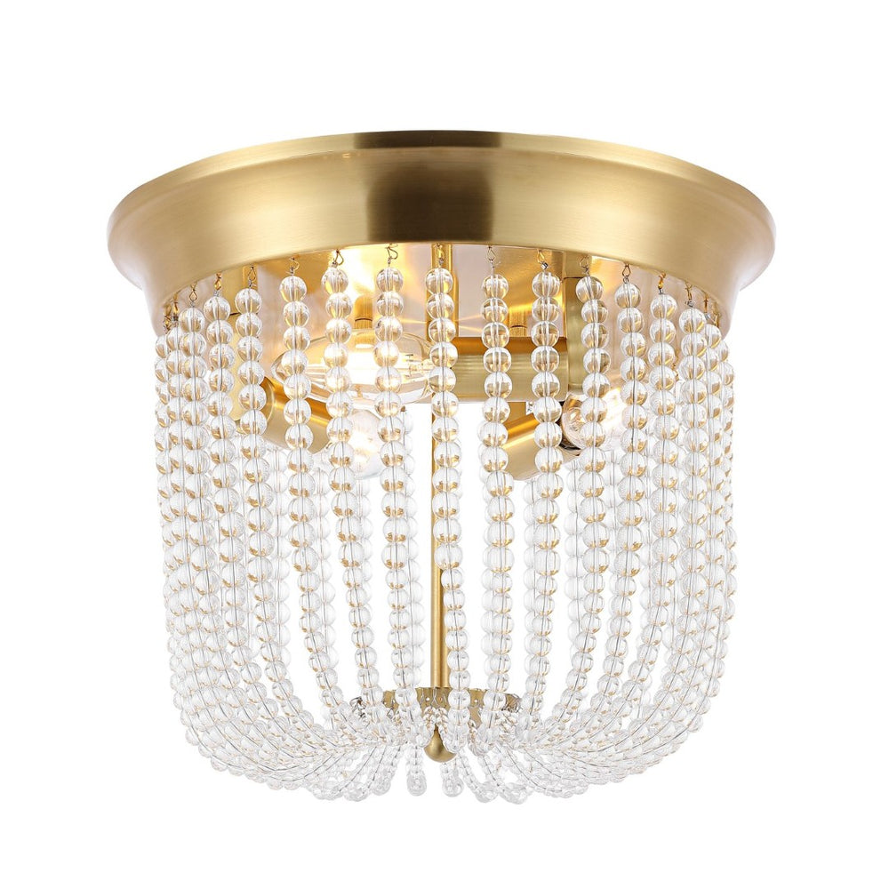 Safavieh SARELLA, Elegant 3-Light Flush Mount in Gold Finish, Perfect for Home Entryways & Bedrooms FLU4094A