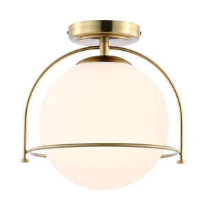 Safavieh VALISE, 10.75 INCH GOLD/WHITE FLUSH MOUNT LIGHTING - Elegant, Compact Fixture for Modern Interiors FLU4095A