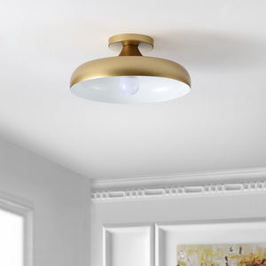 Safavieh WILLET, 13.25-Inch Gold Iron Flush Mount Light Fixture – Elegant Ceiling Design for Any Room FLU4096A