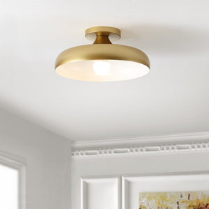 Safavieh WILLET, 13.25-Inch Gold Iron Flush Mount Light Fixture – Elegant Ceiling Design for Any Room FLU4096A