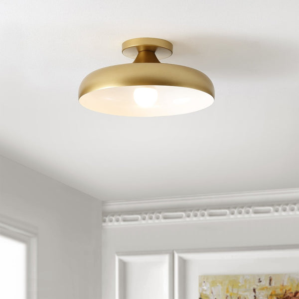 Safavieh WILLET, 13.25-Inch Gold Iron Flush Mount Light Fixture – Elegant Ceiling Design for Any Room FLU4096A