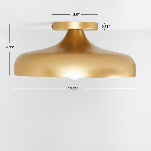 Safavieh WILLET, 13.25-Inch Gold Iron Flush Mount Light Fixture – Elegant Ceiling Design for Any Room FLU4096A