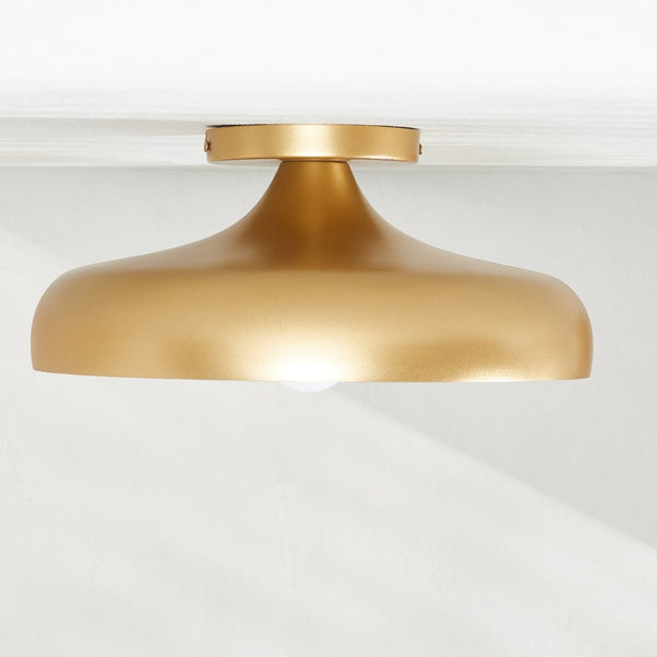 Safavieh WILLET, 13.25-Inch Gold Iron Flush Mount Light Fixture – Elegant Ceiling Design for Any Room FLU4096A