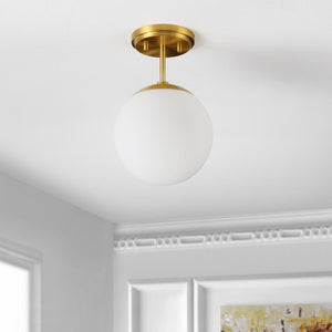Safavieh CATORI, Elegant 7.75-Inch Brass Flush Mount Light Fixture for Stylish Small Spaces & Low Ceilings FLU4097A
