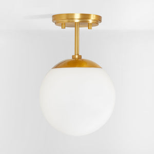 Safavieh CATORI, Elegant 7.75-Inch Brass Flush Mount Light Fixture for Stylish Small Spaces & Low Ceilings FLU4097A