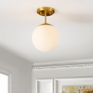 Safavieh CATORI, Elegant 7.75-Inch Brass Flush Mount Light Fixture for Stylish Small Spaces & Low Ceilings FLU4097A