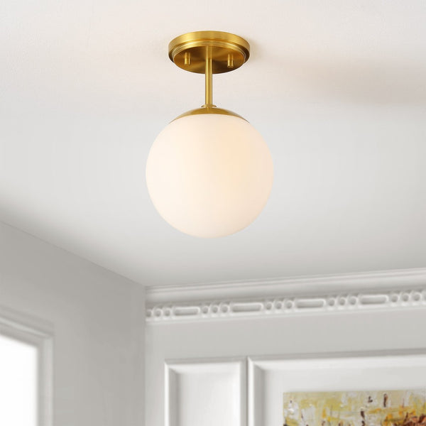 Safavieh CATORI, Elegant 7.75-Inch Brass Flush Mount Light Fixture for Stylish Small Spaces & Low Ceilings FLU4097A