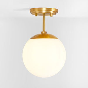 Safavieh CATORI, Elegant 7.75-Inch Brass Flush Mount Light Fixture for Stylish Small Spaces & Low Ceilings FLU4097A
