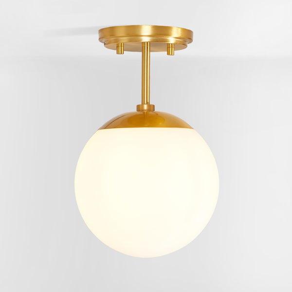 Safavieh CATORI, Elegant 7.75-Inch Brass Flush Mount Light Fixture for Stylish Small Spaces & Low Ceilings FLU4097A