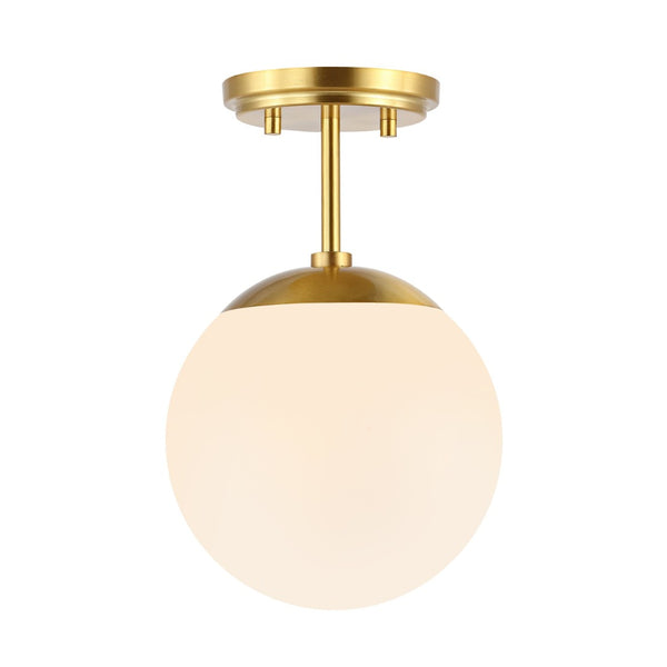 Safavieh CATORI, Elegant 7.75-Inch Brass Flush Mount Light Fixture for Stylish Small Spaces & Low Ceilings FLU4097A