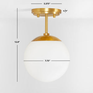 Safavieh CATORI, Elegant 7.75-Inch Brass Flush Mount Light Fixture for Stylish Small Spaces & Low Ceilings FLU4097A