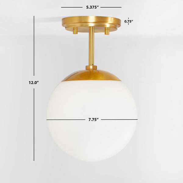 Safavieh CATORI, Elegant 7.75-Inch Brass Flush Mount Light Fixture for Stylish Small Spaces & Low Ceilings FLU4097A