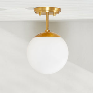 Safavieh CATORI, Elegant 7.75-Inch Brass Flush Mount Light Fixture for Stylish Small Spaces & Low Ceilings FLU4097A
