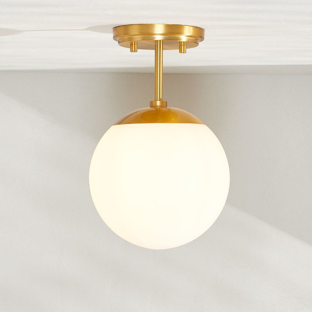 Safavieh CATORI, Elegant 7.75-Inch Brass Flush Mount Light Fixture for Stylish Small Spaces & Low Ceilings FLU4097A
