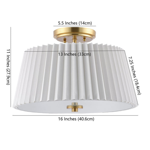 Safavieh LARLON, 3-Light Flush Mount Ceiling Fixture, 16-Inch White Fabric & Gold Design for Elegant Spaces FLU4100A