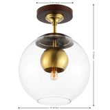 Safavieh Clyenne 10" Flush Mount XII23 Dark Walnut / Brass Iron/Glass FLU4102A