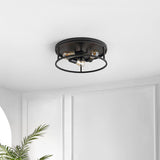 Safavieh Broux 3 Lt 15.75" Flush Mount XII23 Black Iron FLU4108A